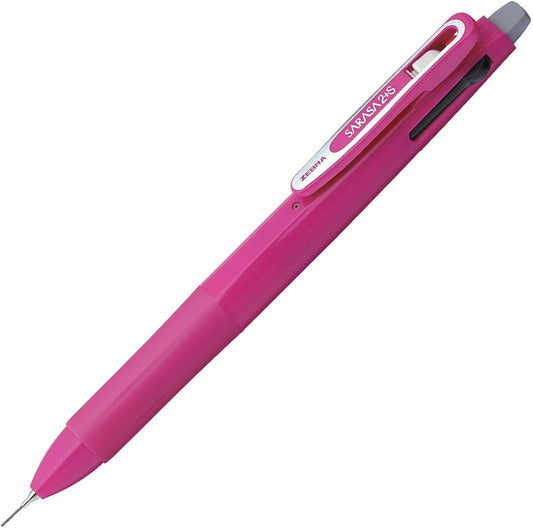 ZEBRA Multi Function Sarasa 2, Black/Red Ink Ballpoint Pen, 0.5mm Mechanical Pencil, Pink Body (SJ2-P)