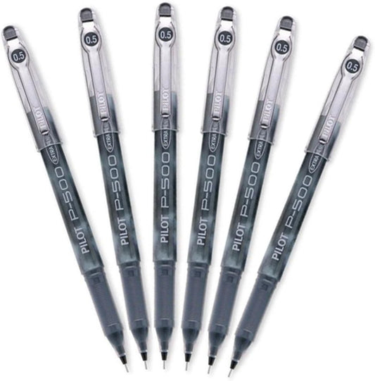 PILOT Precise P-500 Gel Ink Rolling Ball Pens, Extra Fine Point, Black Ink, 6 Pens