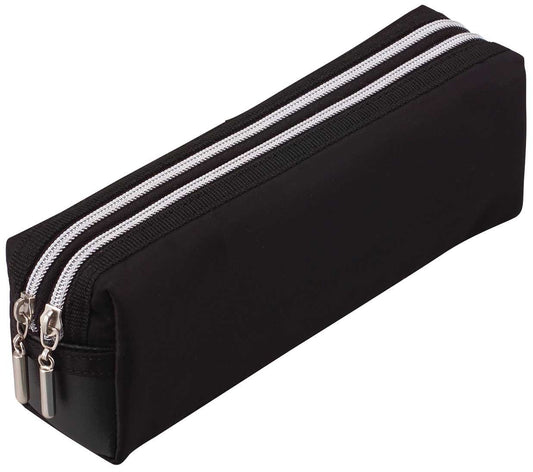 Raymay Fujii FY279B Pen Case, Pencil Case, Double Zipper, Large, Black