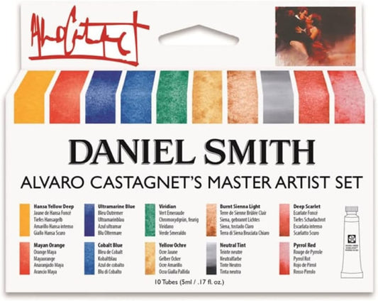 DANIEL SMITH Watercolor Set 5ml Tubes - Alvaro Castagnet Watercolor Set - 10 Tubes, 285610016,Gold, 0.17 Fl Oz (Pack of 10)