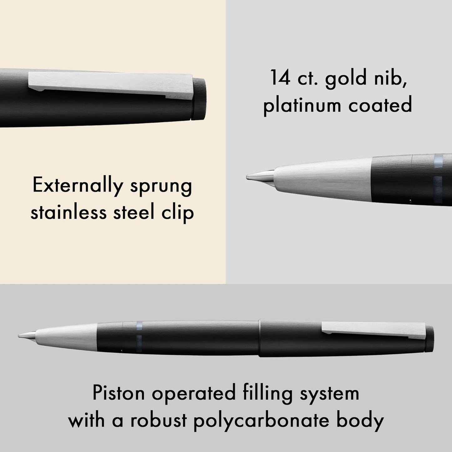 LAMY 2000 Matte Black Fountain Pen - Medium