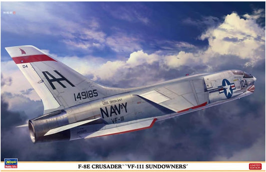 Hasegawa 7524 1/48 F-8E Crusader VF111 Sundowners Model Kit, Multi-Colour
