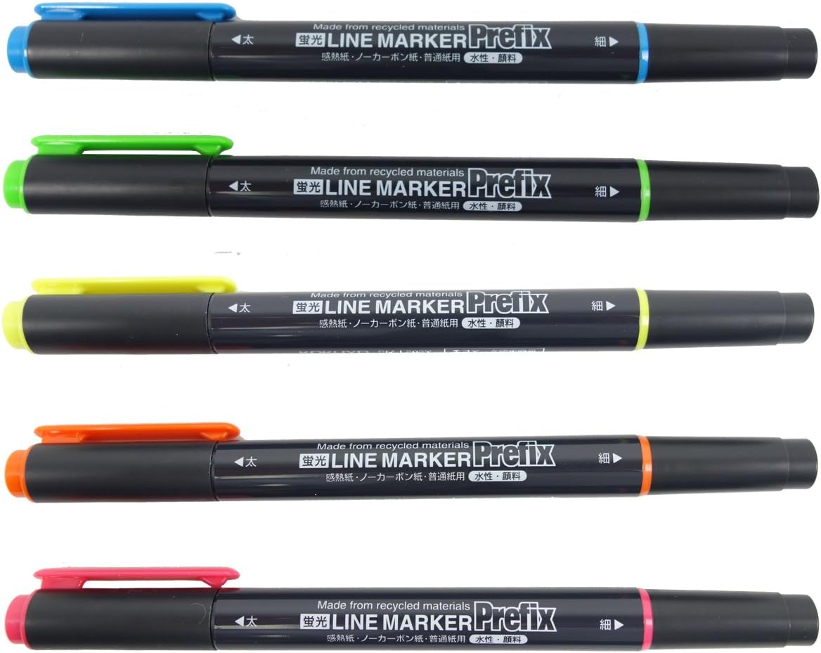 Kokuyo Fluorescent Marker OA Twin 5-Color Set (PM-L202-5S) – Japan Import