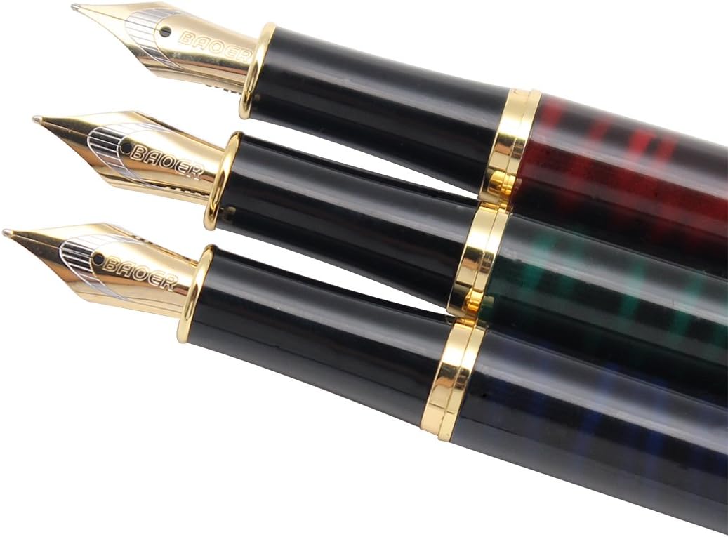 Gullor 5 PCS Classic Metal Fountain Pen B388, Gift Pens with Converters, 5 Colors