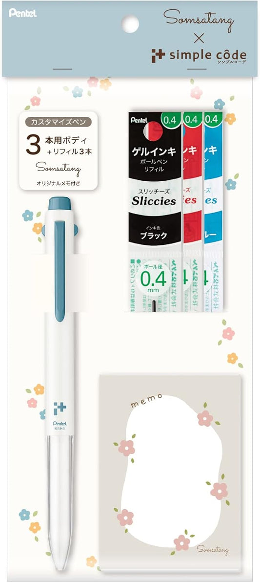 Pentel BGH3-DCST Ballpoint Pen, Eyeplus Limited, Simple Coordination, Som Satan, Set of 3