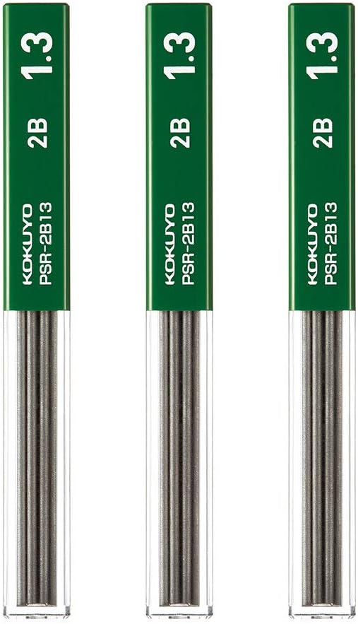 KOKUYO Mechanical Pencil Lead, 1.3mm 2B (PSR-2B13-1P) 10 Leads- 3 Pack (Japan Import)
