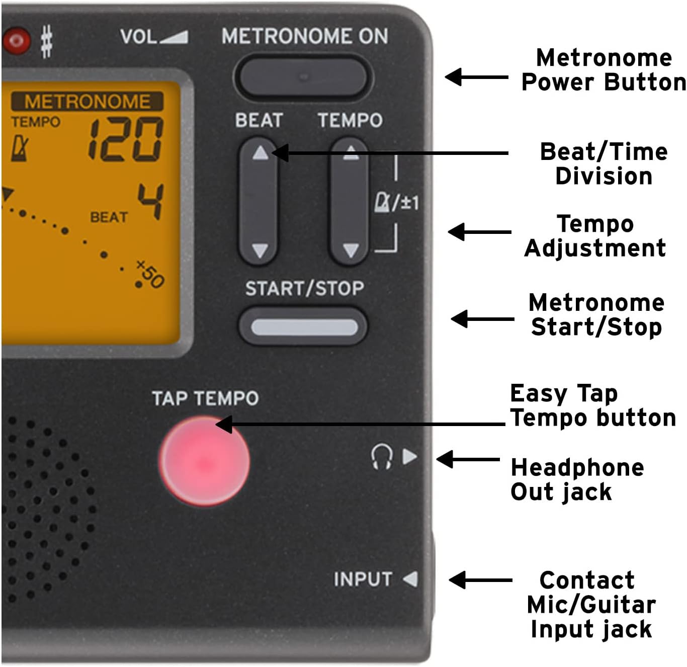 Korg TM60BK Tuner Metronome, Black