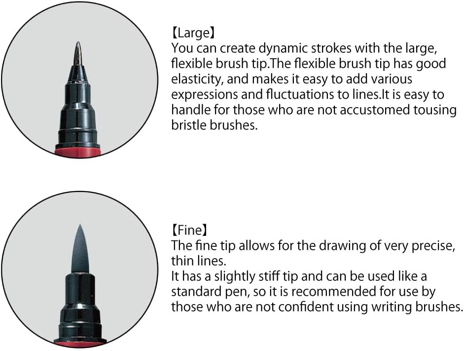 Kuretake Fude Brush Pen NIHON-DATE KABURA (No.55), hard and soft dual tip marker, for Calligraphy, Manga, Drawing, Professional, Artist, Made in Japan