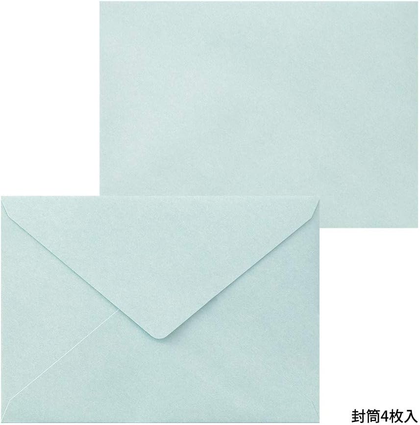 Midori 86478006 Letter Set, 478 Typographic, Flower Frame Pattern, Light Blue