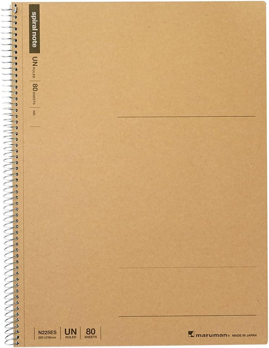 Maruman N225ES Notebook, Ring Notebook, Plain, Basic A4, 80 Sheets