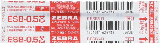 ZEBRA Emulsion BallPoint Pen Refill for Sharbo and Surari Sharbo Multi Function Pen Red Ink, 0.5mm Point (RESB5-R)
