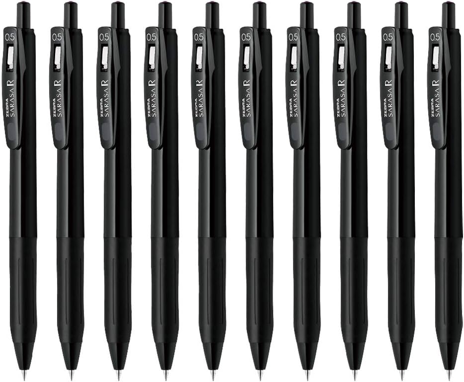 ZEBRA B-JJ29-R1-BK1 Sarasa R Gel Ballpoint Pen, 0.5mm, Black Axis, Black, 10 Pens