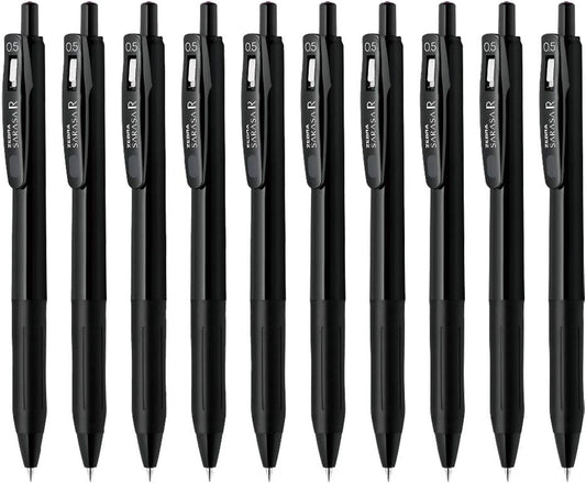 ZEBRA B-JJ29-R1-BK1 Sarasa R Gel Ballpoint Pen, 0.5mm, Black Axis, Black, 10 Pens