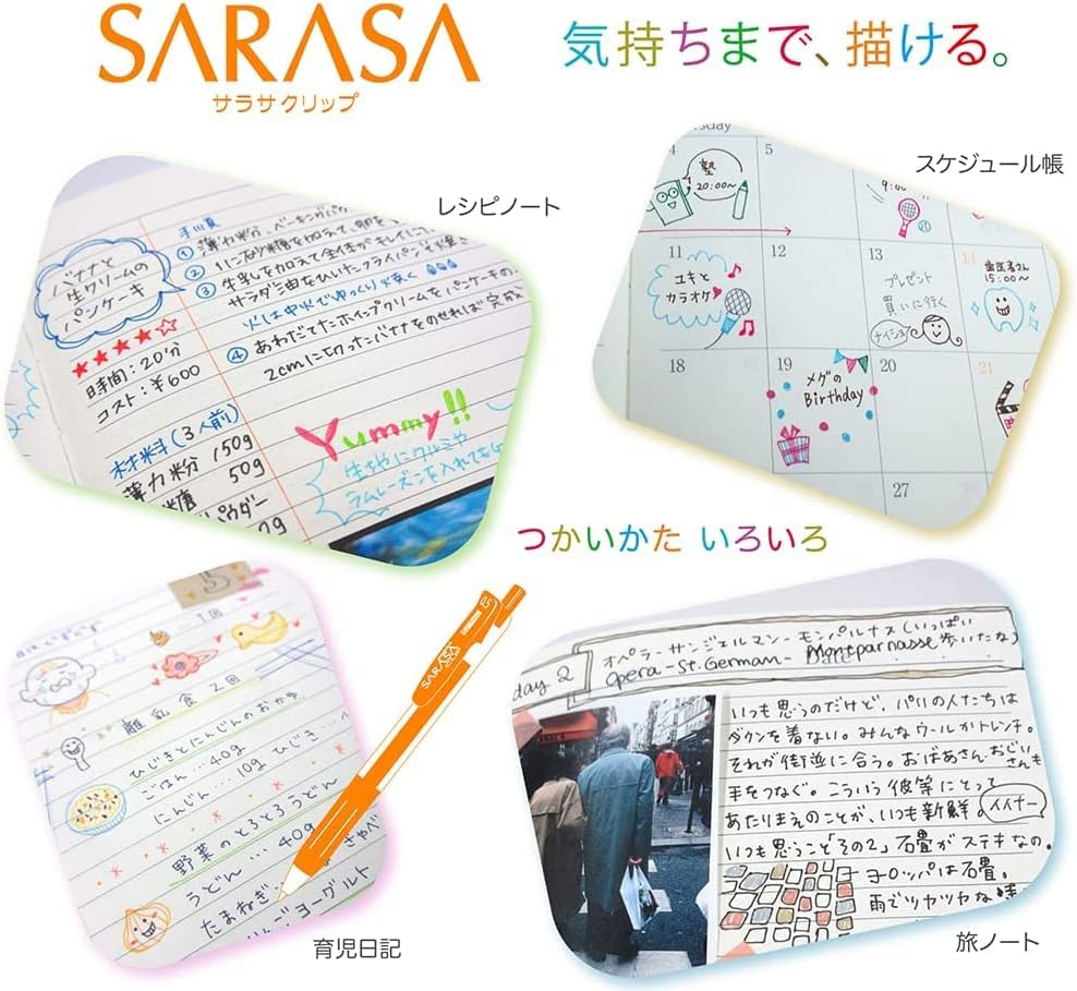 ZEBRA SE-TR-5CS Sarasa Clip Mild Liner Set, Traveling Series, Flamenco, Mixed Set of 5