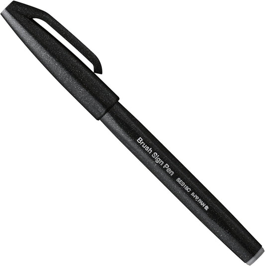 Pentel Fude Touch Sign Pen, Black, Felt Pen Like Brush Stroke (SES15C-A)