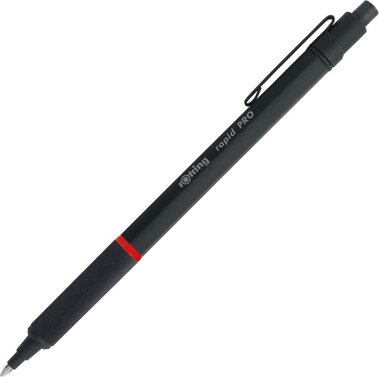 rOtring Rapid Pro Retractable Ballpoint Technical Drawing Pen, Medium Point, Blue Ink, Black Full-Metal Body
