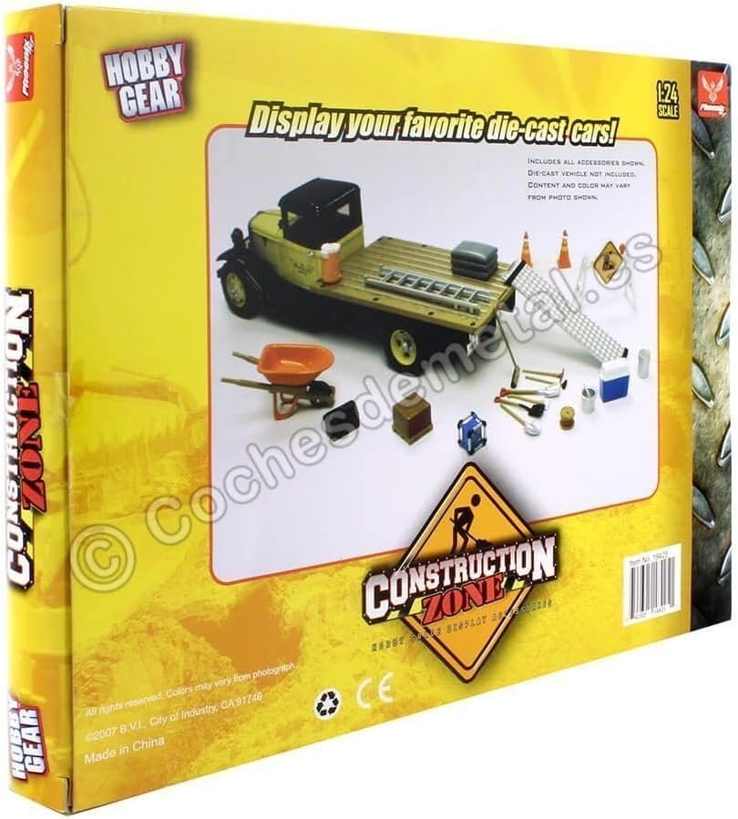 Phoenix Toys Construction Accessories Set for 1/24 Diecast Car Models – Diorama Display Props