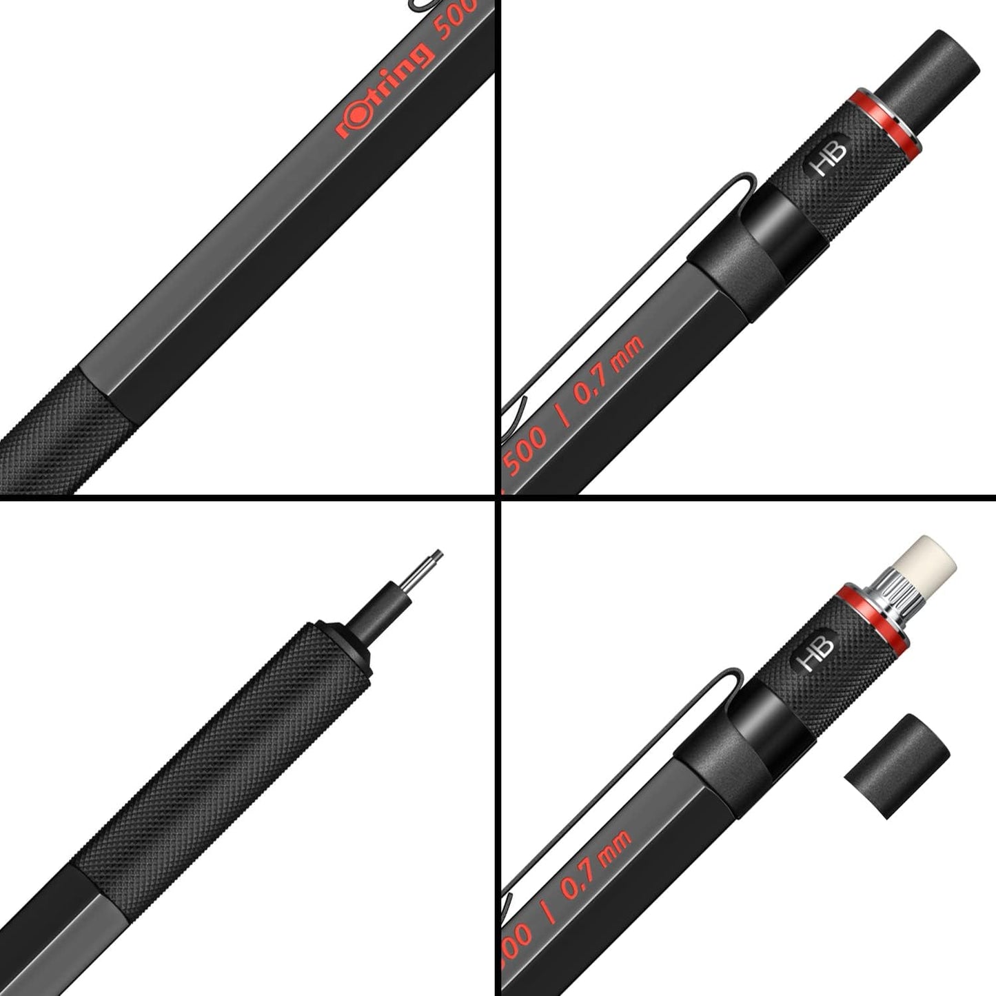 rOtring 1904727 500 0.7mm Mechanical Pencil, Black (502507N)