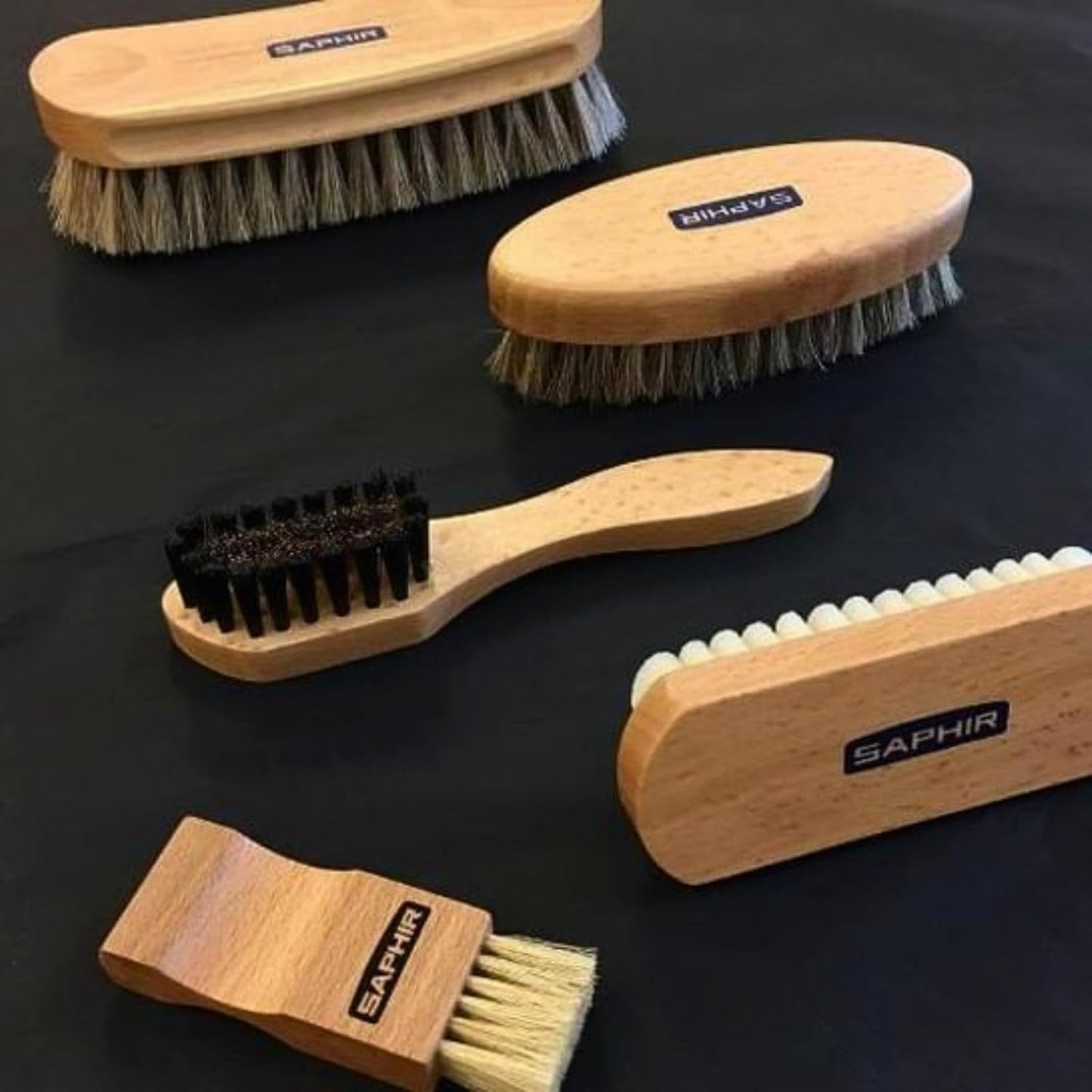 Saphir Natural Horsehair Brush - Shoe Polish Brush for Cleaning, Polishing & Buffing Leather Shoes - 7" (18cm)
