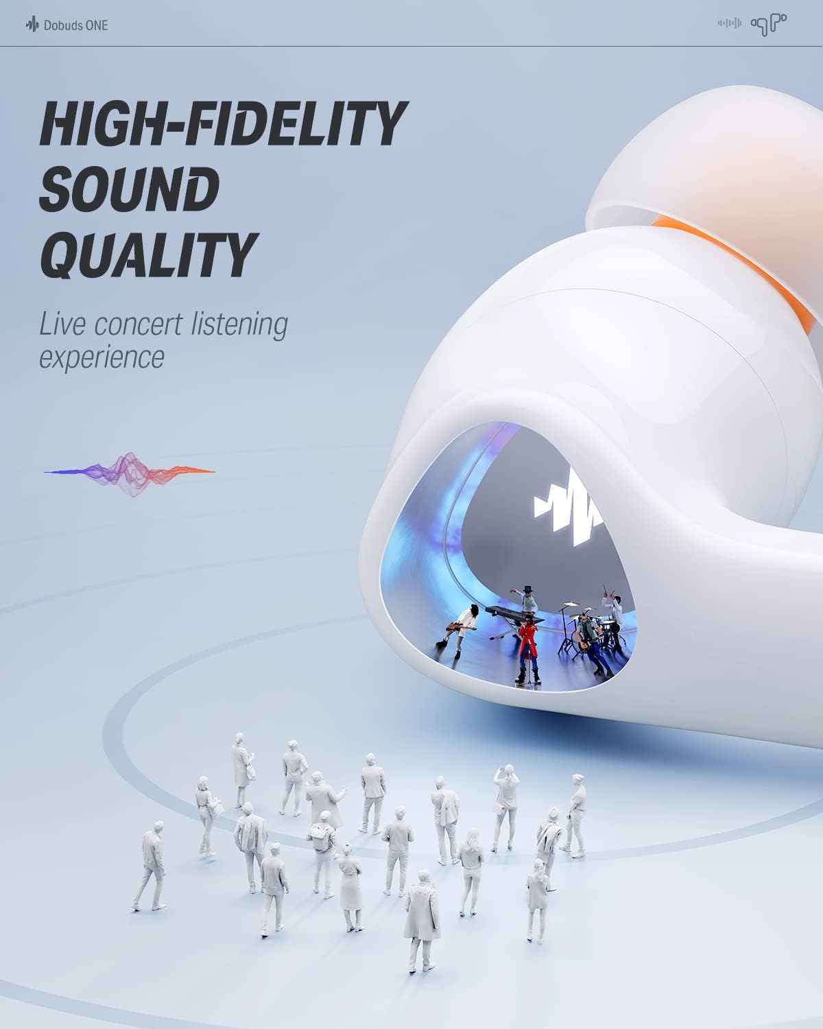 Donner Wireless Earbuds Noise Cancelling, Bluetooth 5.2 Earphones with 5 x EarTips, 4 Mic Clear Calls, 12mm Drivers, App for Custom EQ, 32H Playtime, Fast Charging, Transparency - Dobuds ONE,White