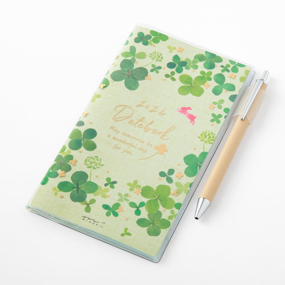 Midori Pocket Diary Notebook, 2024, Slim, Monthly Cat Pattern, Starts October (Ojisan Print)