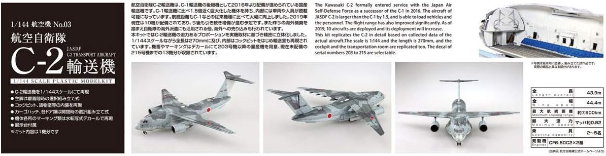 Aoshima Aircraft Series No.3 55083 JASDF C-2 Military Transport 1/144 Scale Kit