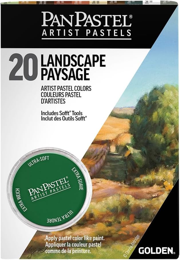 PanPastel Artist Pastels by GOLDEN, Landscape Set, 20 Color, Professional Artist Pastels, Unique Pan Format (cake-like)