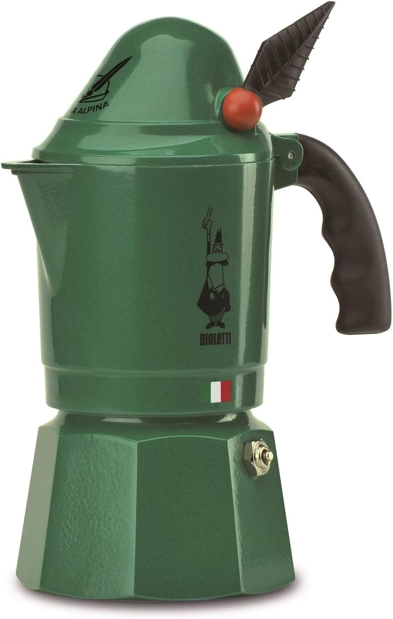 Bialetti - Moka Express Alpina: Iconic Stovetop Espresso Maker, Moka Pot 3 Cups (4.3 Oz - 130 Ml), Aluminium, Green