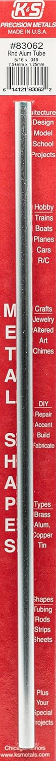 K & S K&S 83062 Round Aluminum Tube, 5/16" OD x 0.049" Wall x 12" Long, 1 Piece, Made in The USA