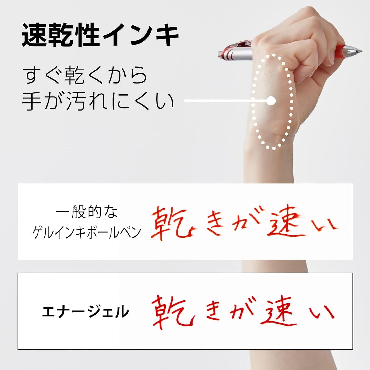 Pentel Energel Knock Ballpoint Pen, 0.5mm Needle Tip, Red Ink, Silver Body with Red Accent (BLN75Z-B)