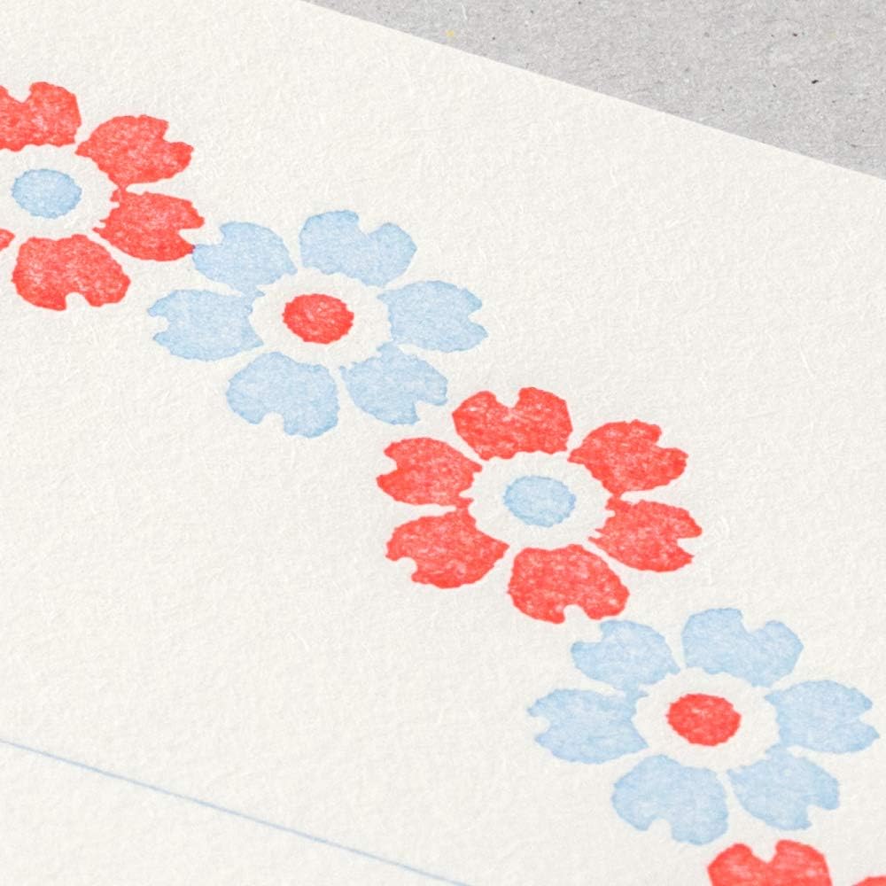 Midori 86478006 Letter Set, 478 Typographic, Flower Frame Pattern, Light Blue