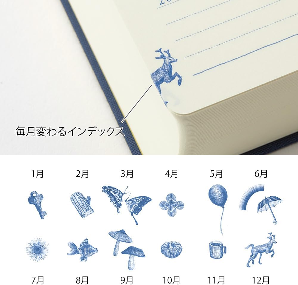 DESIGNPHIL Midori 12397006 Diary, 10 Years Consecutive Door, Navy Blue