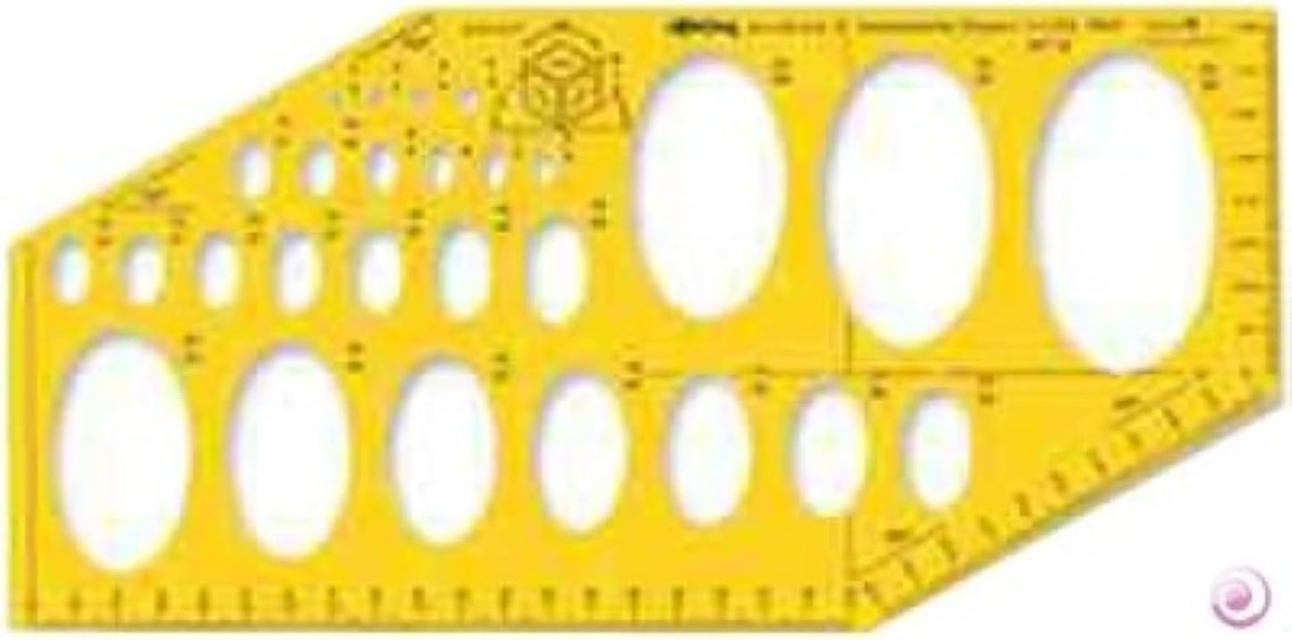 Rotring Isometric Ellipses Drawing Template Robust Clear Yellow-tinted