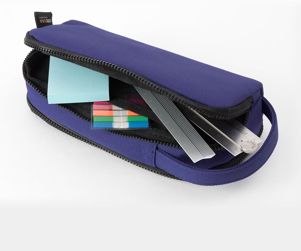 DESIGNPHIL Midori 41786006 Pencil Case, 2-Way Pouch, Pen Pouch, Cordura, Blue