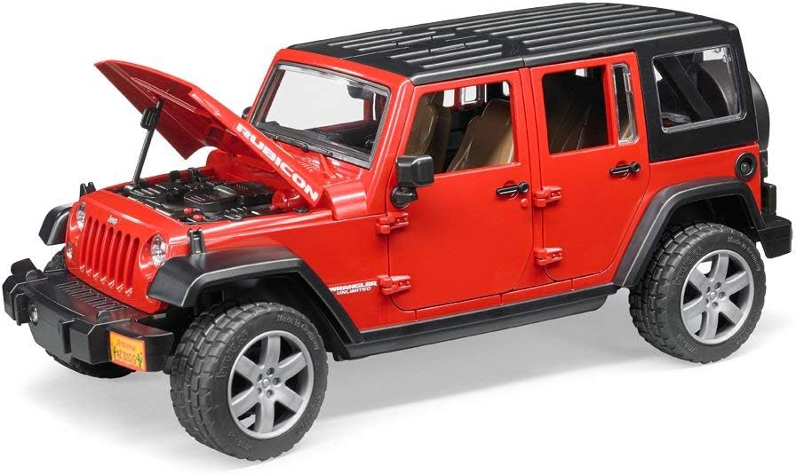 Bruder Toys - Recreational Realistic Jeep Wrangler Unlimited Rubicon with Openable Doors and Removeable Rear Seat (Color May Vary) - Ages 3+