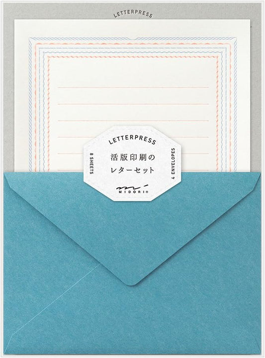 Midori 86463006 Letter Set, Typography, Frame Pattern, Blue