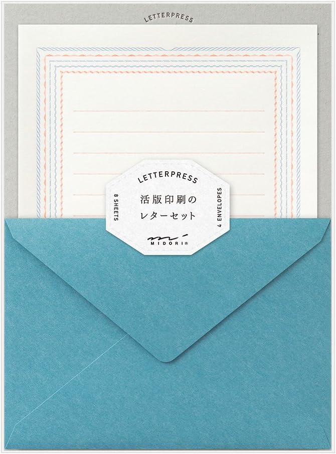 Midori 86463006 Letter Set, Typography, Frame Pattern, Blue