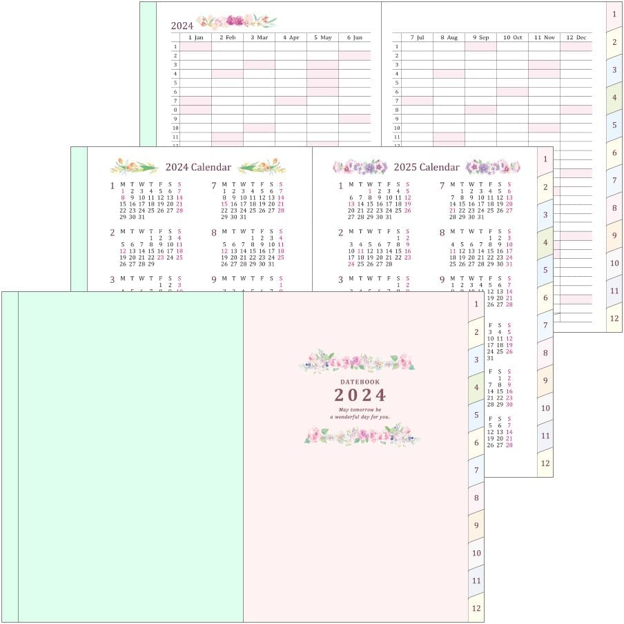 Midori Pocket Diary 22251006 Weekly Planner, 2024, A6, Clover Pattern, Starts January 2024 (country thyme floral)