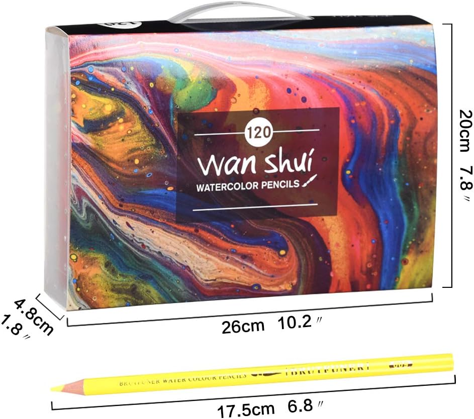 Wanshui 120 Watercolor Pencils - Premium Soft Core 120 Unique Colors No Duplicates Pre-sharpened Color Pencil Set for Adult Coloring Books, Artist Drawing, Sketching, Crafting