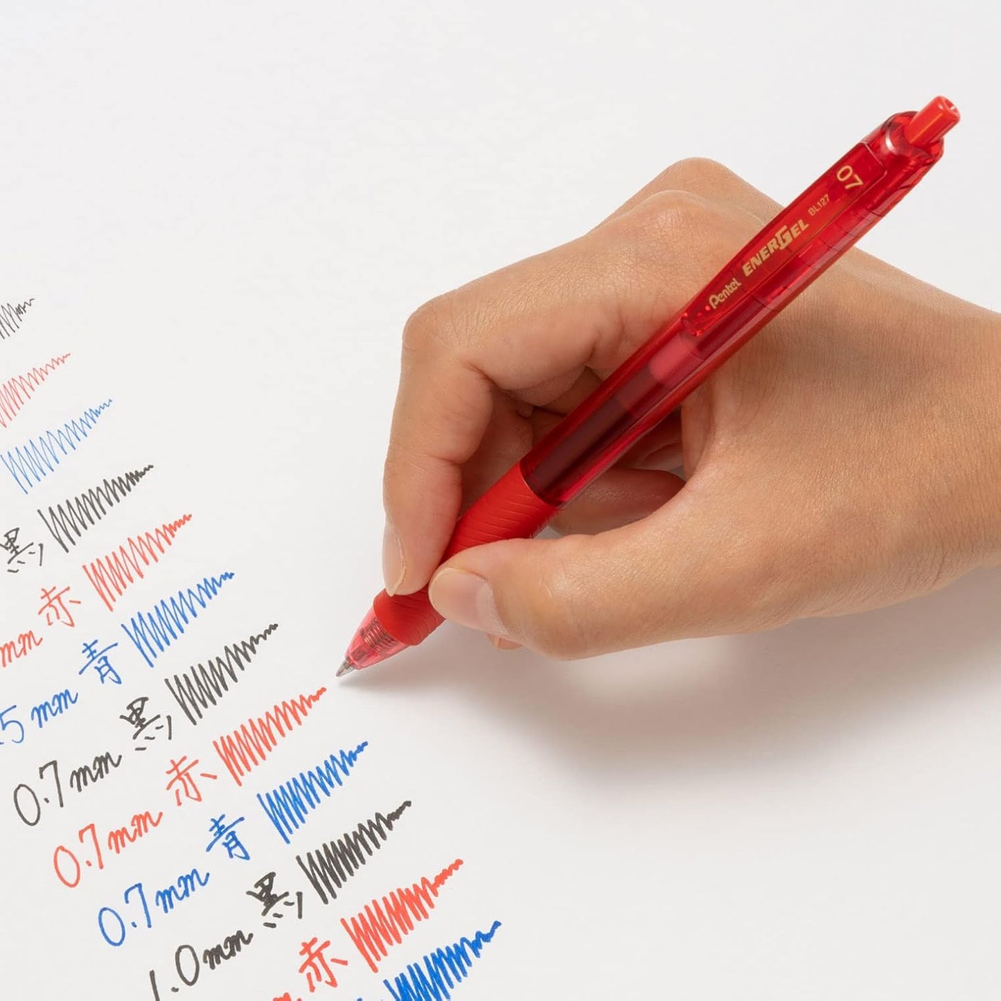 Pentel BL127-B EnerGel Ink Ballpoint Pen, 0.03 inches (0.7 mm), Red, 10 Pieces