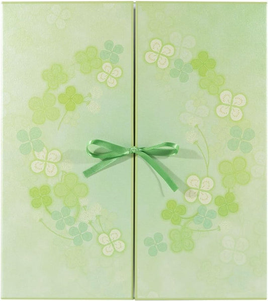 Midori 33145006 Shikishi Color Shikishi, Double Opening, Ribbon, Clover Pattern