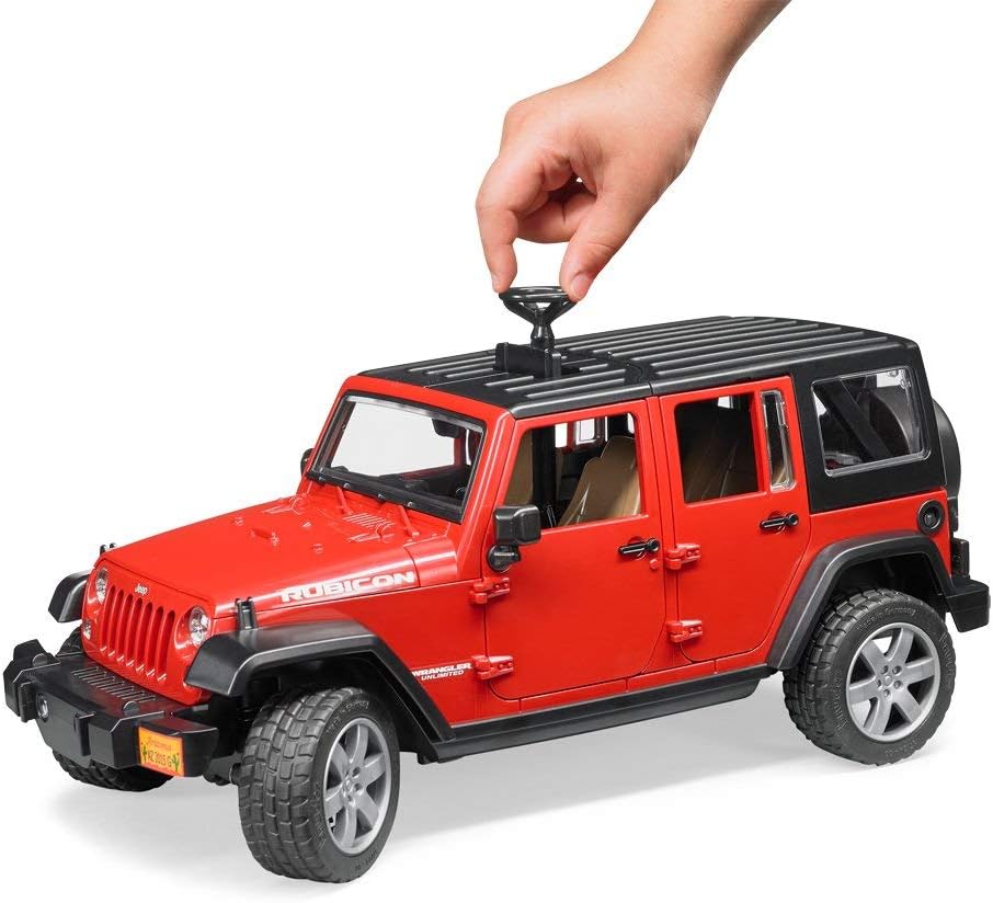 Bruder Toys - Recreational Realistic Jeep Wrangler Unlimited Rubicon with Openable Doors and Removeable Rear Seat (Color May Vary) - Ages 3+