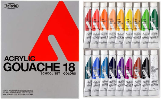 Holbein Acrylic Designer Gouache - Set of 18, 12 ml Tubes