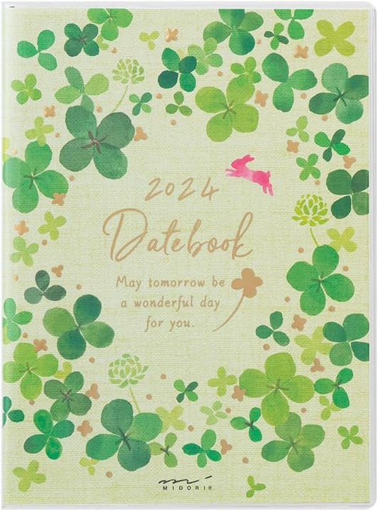 Midori Pocket Diary 22251006 Weekly Planner, 2024, A6, Clover Pattern, Starts January 2024 (clover pattern)