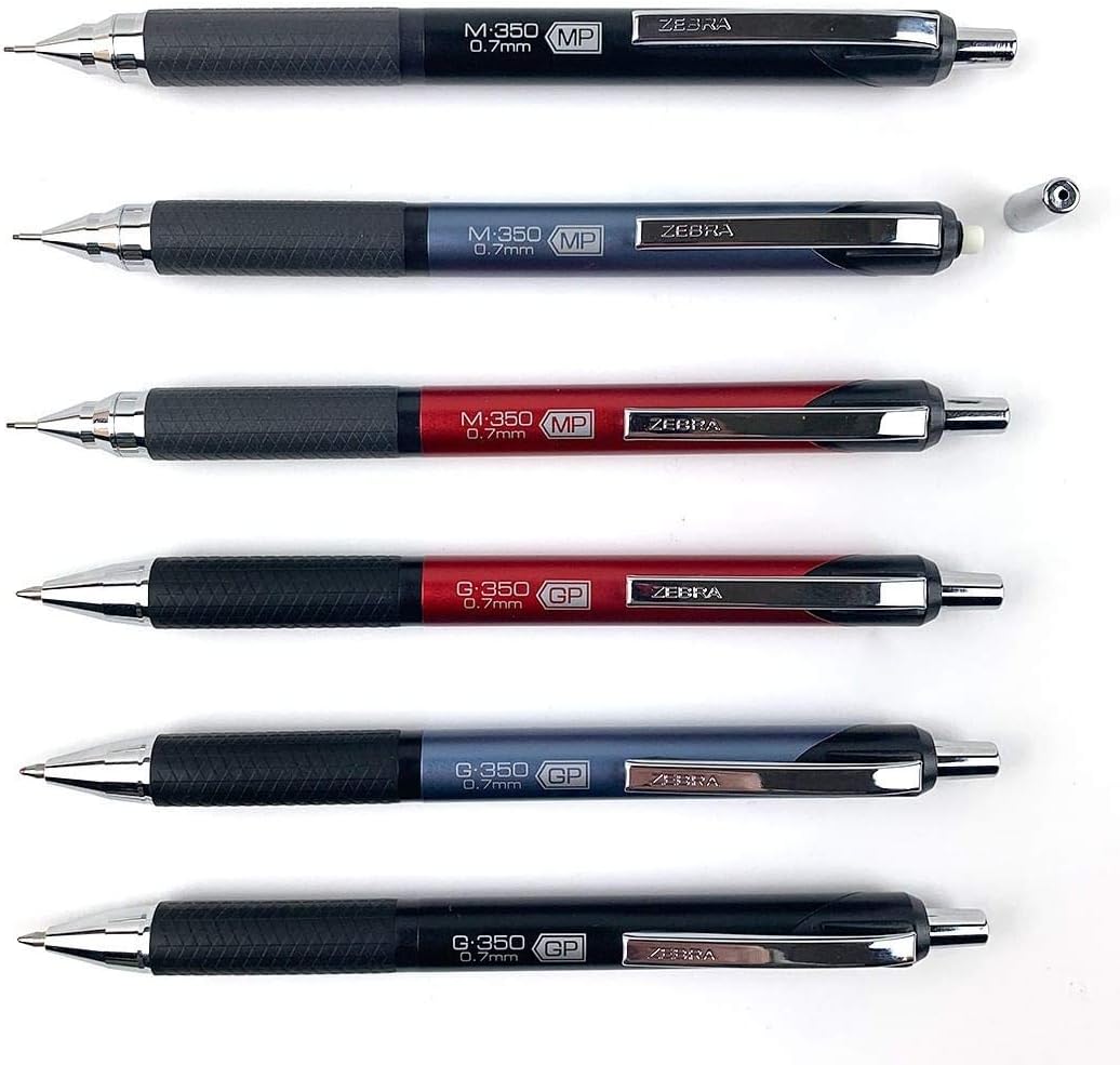 ZEBRA G-350 Retractable Gel Pen, Medium Point, 0.7mm, Space Black Barrel, Black Rapid Dry Ink, 12 Pack, Model: 40710