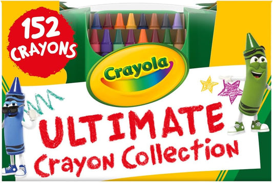 Crayola Ultimate Crayon Box Collection (152ct), Bulk Kids Crayon Caddy, Classic & Glitter Colors, Coloring Book Supplies, Gift for Kids