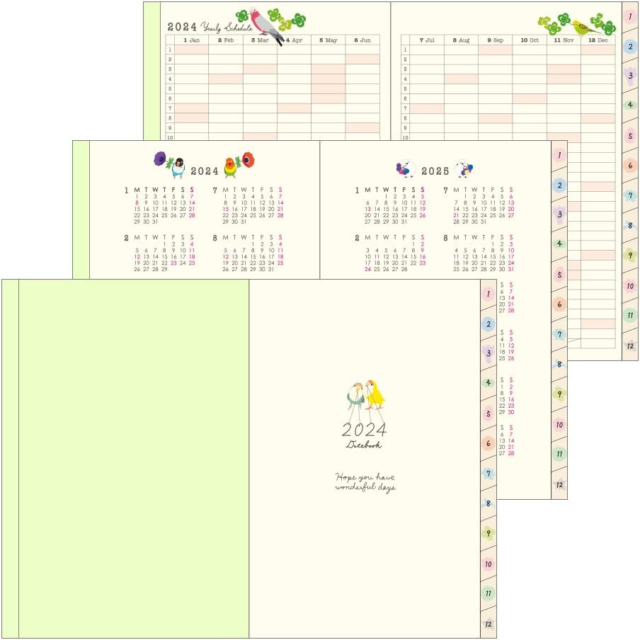 Midori Pocket Diary 22256006 Weekly Planner, 2024, B6, Cat Pattern, Starts January 2024 (Tri-print)