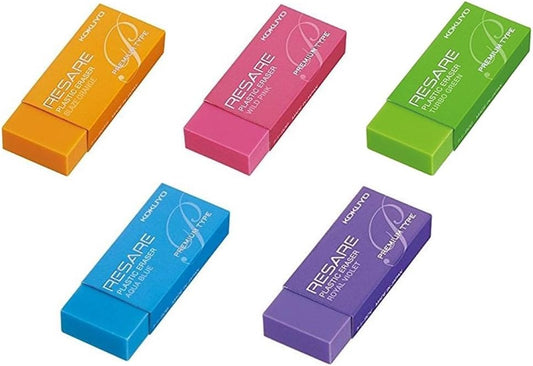 Kokuyo eraser < risa-re >( Premium Type) Set of 5 (Blue, Green, Pink, Orange, Purple)