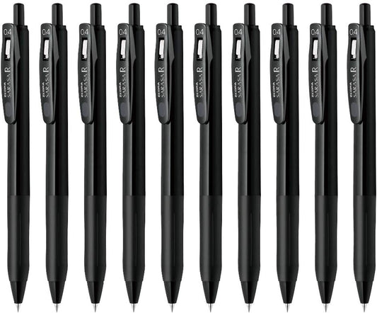 ZEBRA B-JJS29-R1-BK1 Sarasa R Gel Ballpoint Pen, 0.4 mm, Black Shaft, 10 Pieces