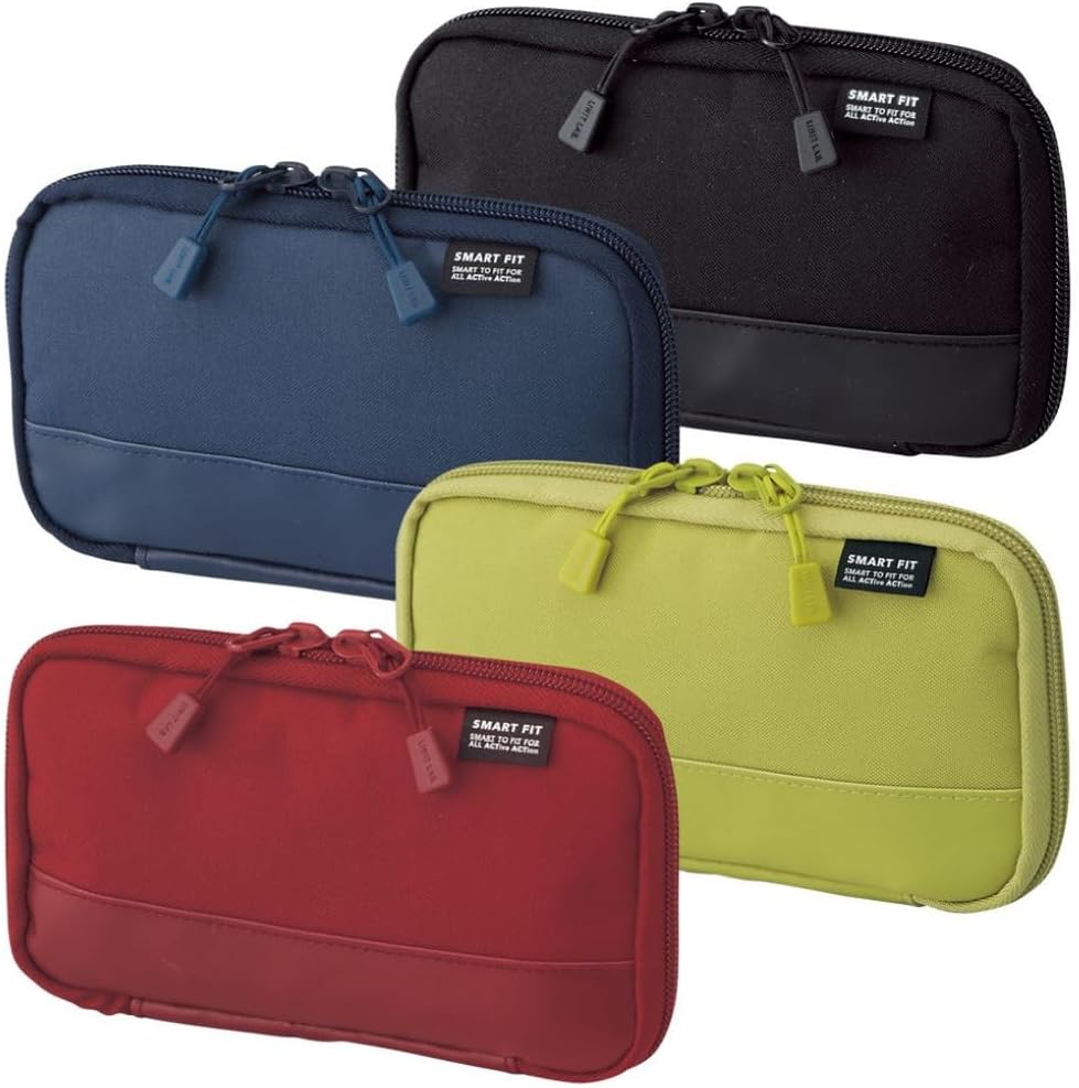 LIHIT LAB Compact Pen Case (Pencil Case), Water & Stain Repellent,3.5" x 6.5'', Black (A7687-24)